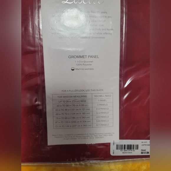 Set of 2 Burgundy Sheer Gromet curtains. Never used (NWT) - Picture 4 of 4